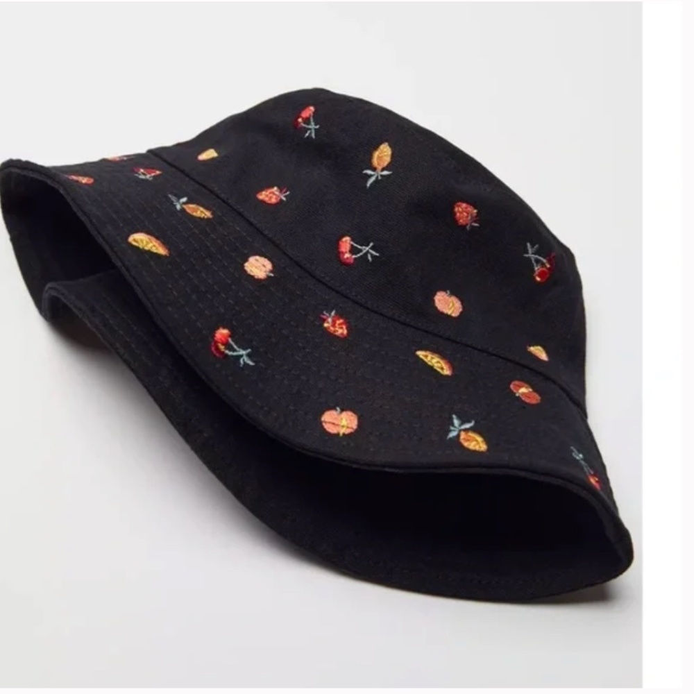 Embroidered Fruit Food Snack Boho Cherry Hipster Hippie Street Art Bucket Hat